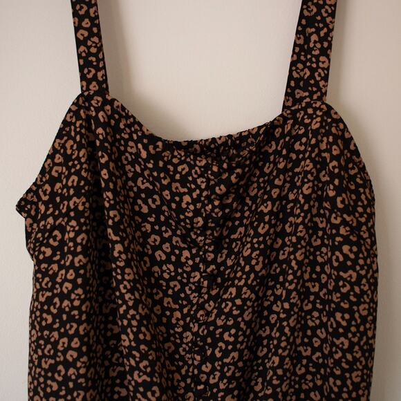 M Leopard Summer Tie Knot Animal Print Tank Blouse Glamorous Sheen Bow - Picture 3 of 6